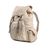 Großer Hanf-Rucksack – umweltfreundlich, Unisex, rustikal, langlebig, Tagesrucksack von Freakmandu White, Weiss/opulenter Garten, Large, Reiserucksäcke