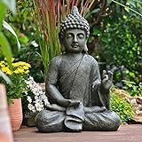 INtrenDU Betender Garten Buddha 52cm - Steinoptik für innen und außen