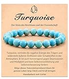 POWWA Armband Turkis Schmuck Damen, Heilender Kristallstein Stretch Rundperlenarmband fur Frauen und Manner, Spirituelle Geschenke aus Turkis