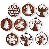 Rostikal 9er Set Christbaumschmuck 7 cm Rost Deko Wohnzimmer Fensterdeko hängend Gartendeko