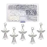 Anyasen Engel Basteln Perlen Set 50 Sets Bastelset Engel Schutzengel Selber Machen Engel Anhänger Weiß Perlenengel Basteln Set Schutzengel Anhänger Klein Engel Anhänger Gastgeschenk Schutzengel Set