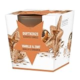pajoma® Duftkerze, Vanille & Zimt - im satinierten Glas | 120g Wachsgewicht, Brenndauer: 25 Stunden, in edler Geschenkverpackung | Premium Qualität