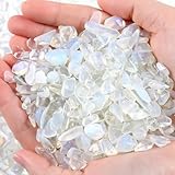 Sahoottie Opal Trommelsteine Mini Opal Steine 7-9 mm Kristall Chips Opal Deko Edelsteine Halbedelsteine Mischung Hellblaue Heilsteine Kleine Edelsteine für Heilung Aquarium Dekoration 250g