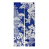 LIGICKY Japanischer Stil dick Leinen Noren Lang Vorhang TürVorhang Raumteiler Tapisseri für die Heimtextilien 85 x 180 cm，Blau (Chrysantheme)