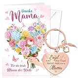DPKOW Mama Geschenk Muttertagsgeschenk, Mama Karte Schlüsselanhänger Mama Geburtstagsgeschenk Danke Beste Mama Muttertagskarte, Geschenk Engel ohne Flügel nennt man Mama