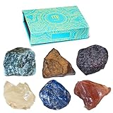 Sternzeichen Edelstein-Set – 6 Edelsteine pro Sternzeichen für Heilung, Meditation & Energieausgleich – Elegante Geschenkbox – Premium-Qualität & Nachhaltig Produziert (Jungfrau) Galaxieregister