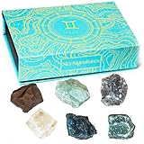 Sternzeichen Edelstein-Set – 6 Edelsteine pro Sternzeichen für Heilung, Meditation & Energieausgleich – Elegante Geschenkbox – Premium-Qualität & Nachhaltig Produziert (Zwillinge)