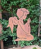 terracotta-toepfe-de Engel 15 cm zum Hängen oder Legen aus Metall in Edelrost Fensterschmuck Garten Weihnachten Rost Advent