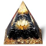 GUJOXILA Obsidian Orgonit Pyramide Kristalle Edelsteine Schwarz Groß Kristall Stein Lotus Pyramiden Positive Energie Heilsteine Pyramide Weihnachten Spirituelle Reiki Schutz Weihnachtsgeschenk