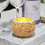 CYUaoao 2 Stück Mosaik Kerzenhalter Teelichthalter Glas Kerzenständer Bunte Romantische Glasaufsatz für kerzenständer groß Glasdose Glasgefäß Tischdeko, Einzigartiges Geschenk zu Weihnachten