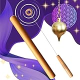 Tensor Einhandrute & Esoterik Pendel – Professionelle Wünschelrute mit gravierter Blume des Lebens – Radiästhesie-Stab mit Holzgriff & Holzring – Buchenholz – [Lebenslange Garantie]