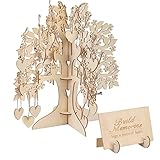 LOOPES Holzbaum Gästebuch Hochzeit Holz mit Holzherzen Lebensbaum Holz Baum Wunschbaum Hochzeitsgästebuch zum Basteln und Aufhängen für DIY Hochzeitsdeko Bastelset Handwerk Osterndeko Frühlingdeko