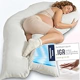 Traumreiter Schwangerschaftskissen Visco XXL langes Wendekissen Memory Foam [orthopädisch] + Watte | Schwangerschaft Kissen zum Schlafen, Stillkissen Schwanger mit Bezug Weiß, Ergonomie Zertifiziert