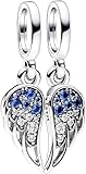 PHCLASY Sparkling Splitable Engel Flügel Dangle Charms Kompatibel for Armband und Halskette 925 Sterling Silber Bead Charm Christmas Charms für Damen