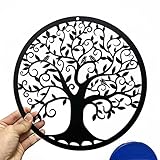 Yuzhuo Metall Baum des Lebens Wanddekoration Silhouette Kunst für Geschenk Geschenk Innen Außen Garten Haus Dekoration (Schwarz, 28x28cm)