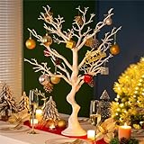 Sziqiqi Künstlicher Deko Baum Wunschbaum Weihnachtsbaum für Tische Hochzeit Party, Perfekt für Ostern Erntedankfest Home Festival Party Weihnachten Hochzeit Empfangstisch Deko, Weiß