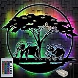 LED Elefanten Wand Deko Holz Wanddeko Lampe mit 16 Farben I USB Betrieb + Fernbedienung I Timer Funktion