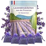 LAVENS | 15 Lavendelsäckchen je 8g | Französische Provence | 120g | Mottenschutz für Kleiderschrank, Getrockneter Lavendel, Duftsäckchen, Auto Duft, Raumduft, Lavendelduft, Lavendelbeutel