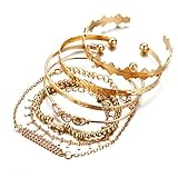 LuLiyLdJ Ein Set von 7 böhmischen Kristallarmbändern mit goldenen Quastenarmbändern, geeignet für Damen und Mädchen