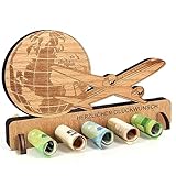 Geburtstag Geldgeschenk Holz, Geldgeschenk für Reise, Flugzeug Geschenk, Flitterwochen Geld Geschenk Holz Deko für Freunde, Familie, Frauen und Männer