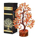 YATHABI Karneol - Kristallbaum - Edelstein - Kristall Bonsai Baum - Feng Shui - Geld Kristall Stein - Kristall Baum des Lebens Dekor - Kristall Geschenk - Spirituelles Dekor - Bergbaum - Chakra Stein