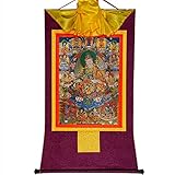 Gandhanra Thangka Tibetische Wandbehang,Die acht Formen von Guru Rinpoche,Heißgeprägter Buddha Wandteppich für Zen Wohnkultur, Meditation, Spirituelle Entspannung und Ruhe