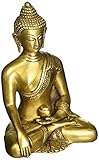 SouvNear Thai-Buddha, meditierend, Harmonie, Dhyana Mudra, religiöse Dekoration, handgefertigt, Messing, Antik-Look, Shakyamuni-Skulptur [15,2 cm groß/Gewicht 1,0 kg]