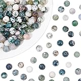 NBEADS etwa 120 Stück 8mm Natürliche Baumachat Edelstein Runde Lose Stein Perlen Mit 0.8mm Loch Für DIY Armbänder Halsketten Schmuckherstellung