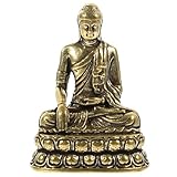 Amosfun - Shakyamuni-Ornament aus Messing | Meditierende Buddha-Statue | Mini-Buddha-Figuren für Schreibtischdeko | Zen Garten Dekoration in Bronze