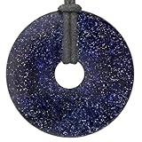 Lebensquelle Plus Blaufluss Edelstein Donut | Ø 40 mm Anhänger + Baumwollband | Edelstein Anhänger | Echte Heilsteinkette inkl. Band