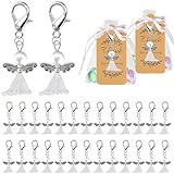 GUOSIYAO Schutzengel Schlüsselanhänger Schutzengel Anhänger 50Stk Engel Anhänger Selber Machen Set Engel Basteln Perlen Set Perlenengel Basteln Set Für DIY Schmuck Basteln Geschenk Hochzeit