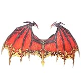 SEWACC Drachenflügel Cosplay-Requisiten Vlies-Drachenflügel Halloween-Flügel Cosplay-Karnevalsflügel Für Unisex (Rot)
