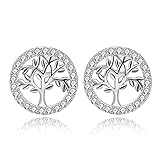 Bo&Pao Lebensbaum Ohrstecker Damen 925 Sterling Silber, Ohrringe mit Baum des Lebens, rhodiniert
