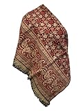 Tibet Schal aus reiner Yak-Wolle, Vintage-Stil, Blattmuster, Unisex, doppelseitig, luxuriös, Geschenkidee, Blau, Einheitsgröße
