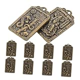 CALLARON 10 Stück Teiliges Messing Amulett Chinesisches Tierkreiszeichen Anhänger Kunstvoll Gefertigte Retro Glücksbringer Einzigartiges Schlangen Design Dekoratives Schmuckaccessoire für