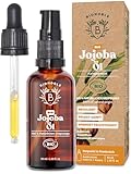BIONOBLE Jojobaöl Bio Kaltgepresst 100% Rein - Reguliert Sebum, Pflegt Sanft, Anti-Pickel - Jojobaöl Haare, Gesicht, Körper, Nägel - Hexanfrei, Vegan Jojoba Oil - Glasflasche, Pipette, Pumpe - 50ml