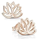 MATERIA Rosegold Ohrringe Lotus Schmuck - Damen Ohrstecker Silber 925 vergoldet SO-208-Rose