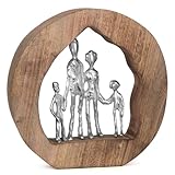 Moritz Skulptur Familie I Family I 29 x 7 x 28 cm schöne Dekofigur I Harmonie I Mango Holz Aluminium I Mangoholz Holz Deko Figur I Wohnzimmer Dekoration I Tisch Deko I Skulpturen Deko Modern