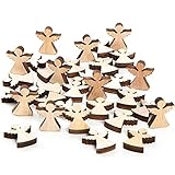 Engel Streudeko, 30 Stück: Mini Holzteile Set, Kleine Schutzengel aus Holz, Glücksbringer, Tischdeko Braun, Geschenk & Give-away, Hölzerne Tisch-Deko, Zum Dekorieren & Basteln, Holzdeko, 4 cm