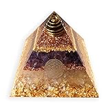 ORGONICART Orgonit Pyramide - Orgonit Pyramide, nach Wilhelm Reich mit Amethyst & Bergkristall, zur Raumharmonisierung und Schutz vor negativen Energien, 5G, WLAN, Elektrosmog