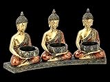 DREI Thai Buddha-Figuren mit Teelichthalter | Kerzenhalter, Dekoartikel, Deko-Figur, B 27 cm