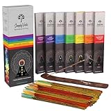 Simply Vedisch Chakra Räucherstäbchen Premium Agarbatti mit 7 Chakren für Meditation, Yoga, Reiki, Heilung (20 Stäbchen Packung x 7 Varianten)