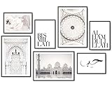 Hyggelig Home Poster Set - 7 islamische Bilder mit Moschee - arabisch Bismillah Alhamdulillah Islam - Set Islamic ohne Rahmen