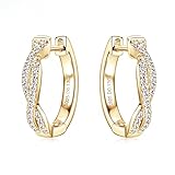 Moissanit Diamant Creolen, 925 Sterling Silber, 18K Vergoldung, 2ct, Damen Schmuck