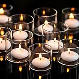 Romadedi Teelichthalter Glas Teelichtgläser - 24Pcs Votivkerzenhalter für Teelichter Schwimmkerzen für Hochzeit Party Weihnachten Tischdeko Wohnzimmer Deko，S+L