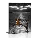 Visario Wand Bild Leinwand 4022 Meer Mond Kleiner Freund 80x60 cm