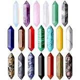 QINJIEJIE 20 Stück Edelsteine Sechseckige Zauberstab Kristalle Steine Set Reiki Heilsteine Amethyst Tigerauge Rosenquarz Heilende Kristall Edelstein Esoterik Geschenke Chakra Steine Spirituelle Deko