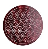 Budawi® Speckstein Untersetzer Blume des Lebens 10 cm rund Farbe rot