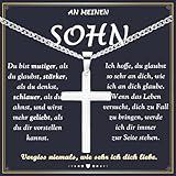 PDTU Geschenk für Sohn, Kreuz Kette an Meine Sohn zum Geburtstag, Liebes Geschenk für Sohn Geschenke von Mama Papa zum Kommunion Abschluss Jahrestag Weihnachten
