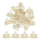 UNICRAFTALE 20 goldene Lotus Charms 304 Edelstahl Metall Yoga Themen Anhänger Buddha Und Lotus Flache Hohle Charms Buddhistische Symbol Themen Charms Für Die DIY Schmuckherstellung